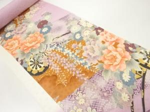 アンティーク　花車模様刺繍着物洗い張り